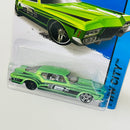 2015 Hot Wheels ERROR de FÁBRICA HW City 1971 Buick Riviera verde PR5 - Aros Traseros Negros
