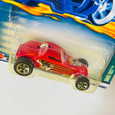 2002 Hot Wheels Spares 'n Strikes 34 Ford So-Cal Coupe Sooo Fast 062 rojo 5SP base ZAMAC