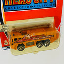 2002 Matchbox Hero City Gloster Saro Airport Pumper naranja Bombero con Cañón de Agua y Escalera Móviles