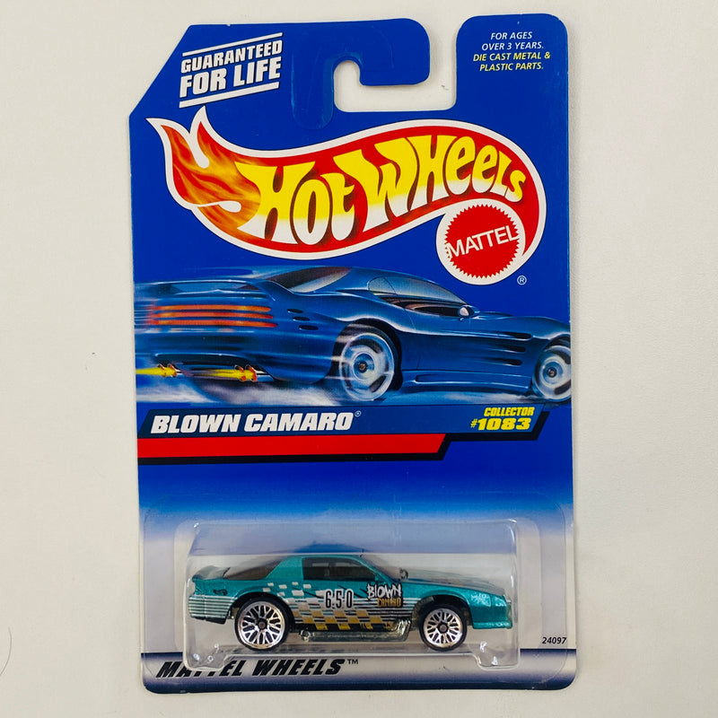 1999 Hot Wheels Blown Camaro Chevrolet 1083 verde metálico LW base ZAMAC