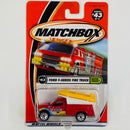 2001 Matchbox Rescue Squad Ford F-Series Fire Truck rojo Bombero Primera Edición con Tolva Inclinable y Bote