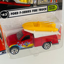 2001 Matchbox Rescue Squad Ford F-Series Fire Truck rojo Bombero Primera Edición con Tolva Inclinable y Bote