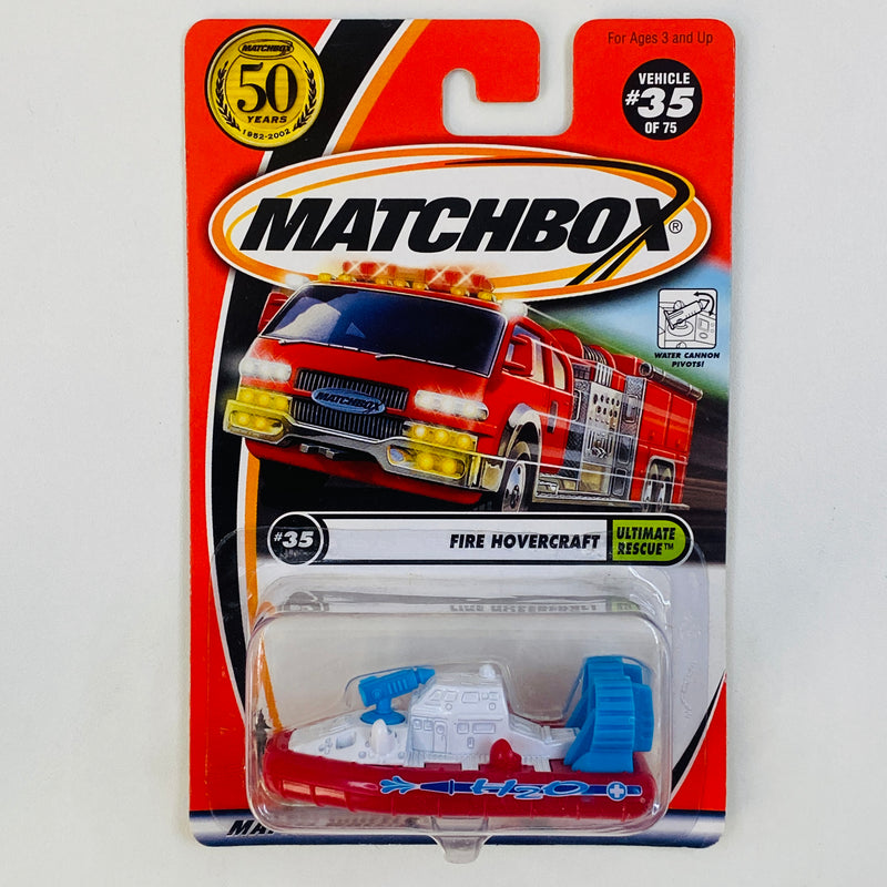 2002 Matchbox 50th Anniversary Ultimate Rescue Fire Hovercraft rojo Bombero con Cañón de Agua Giratorio