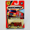 2002 Matchbox 50th Anniversary Red Hot Heroes International Fire Truck rojo metálico Bombero - Detalle Burbuja