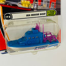 2002 Matchbox X-treme Rescue Sea Rescue Boat azul con Apertura de Compuerta