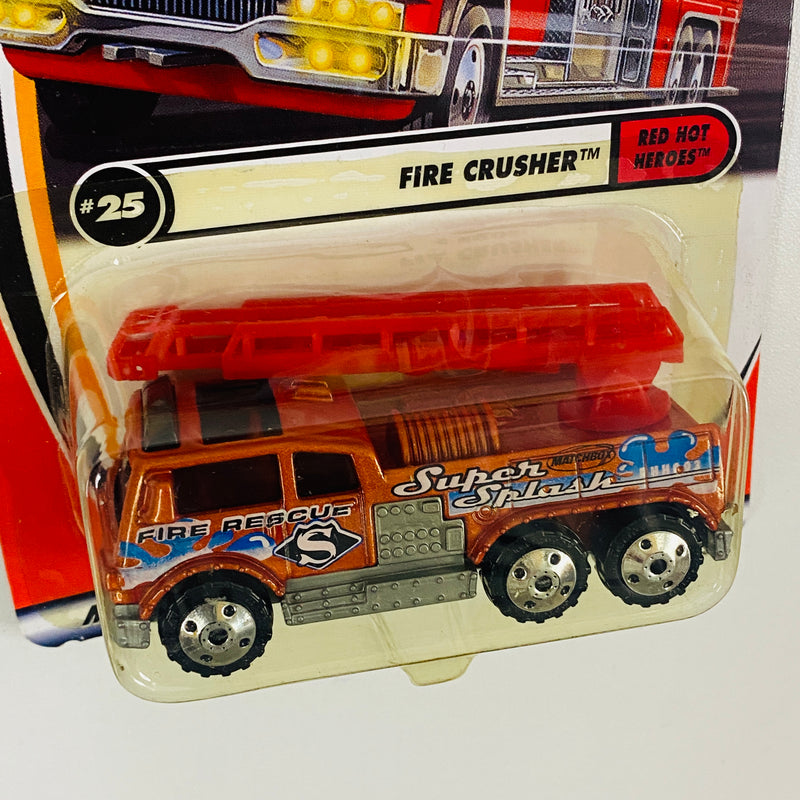 2002 Matchbox 50th Anniversary Red Hot Heroes Fire Crusher naranja metálico Bombero con Escalera Móvil