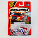 2002 Matchbox 50th Anniversary Ultimate Rescue Hummer blanco con Apertura de Compuerta