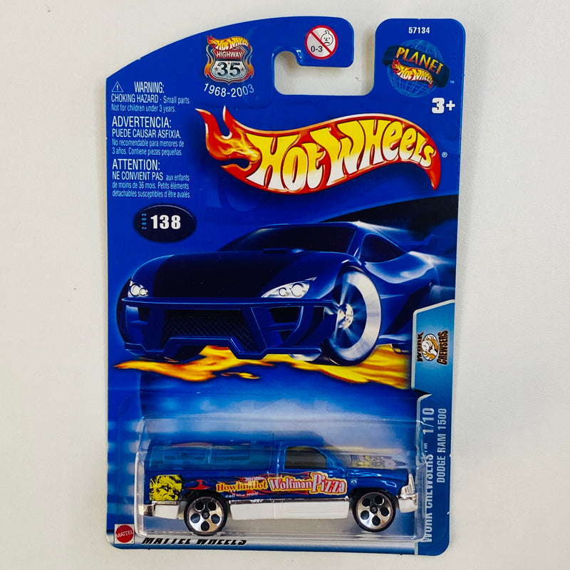 2003 Hot Wheels Work Crewsers Dodge Ram 1500 138 azul 5DOT