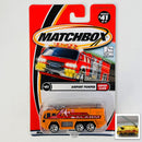 2002 Matchbox Airport Alarm Gloster Saro Airport Pumper naranja Bombero con Cañón de Agua y Escalera Móviles