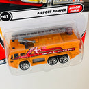 2002 Matchbox Airport Alarm Gloster Saro Airport Pumper naranja Bombero con Cañón de Agua y Escalera Móviles