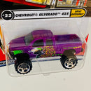 2002 Matchbox 50th Anniversary Great Outdoors Chevrolet Silverado 4x4 morado metálico