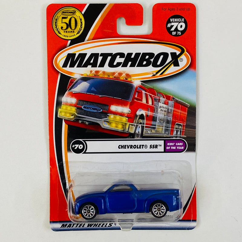 2002 Matchbox 50th Anniversary Kids Cars of the Year Chevrolet SSR azul metálico Primera Edición