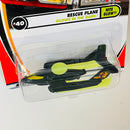 2002 Matchbox 50th Anniversary Nite Glow Rescue Plane negro con Alas Extensibles y Brilla en la Oscuridad
