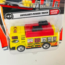 2002 Matchbox Airport Alarm Mack Auxiliary Power Truck amarillo con rojo Bombero con Paneles de Luces Móviles