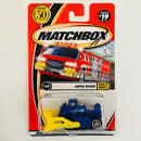 2002 Matchbox 50th Anniversary Built It Right! Super Dozer azul metálico con Pala Frontal Móvil - Detalle Burbuja