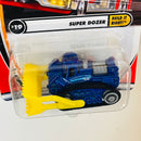 2002 Matchbox 50th Anniversary Built It Right! Super Dozer azul metálico con Pala Frontal Móvil