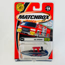 2002 Matchbox 50th Anniversary To The Rescue Sea Speeder gris con azul metálico con Radar Giratorio - Detalle Burbuja