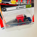 2002 Matchbox 50th Anniversary To The Rescue Sea Speeder gris con azul metálico con Radar Giratorio - Detalle Burbuja