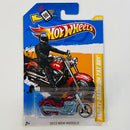 2012 Hot Wheels New Models Harley Davidson Fat Boy rojo metálico MC3 base ZAMAC Primera Edición
