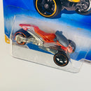 2009 Hot Wheels New Models Tri & Stop Me naranja metálico OH5 base ZAMAC Primera Edición