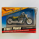 2008 Hot Wheels Motorcycles 1:18 Street Power Fat Ride verde - Escala 1:18 - Detalle Caja