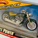 2008 Hot Wheels Motorcycles 1:18 Street Power Fat Ride verde - Escala 1:18 - Detalle Caja