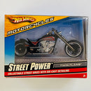 2008 Hot Wheels Motorcycles 1:18 Street Power Twin Flame negro con rojo - Escala 1:18