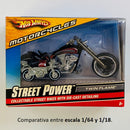 2008 Hot Wheels Motorcycles 1:18 Street Power Twin Flame negro con rojo - Escala 1:18
