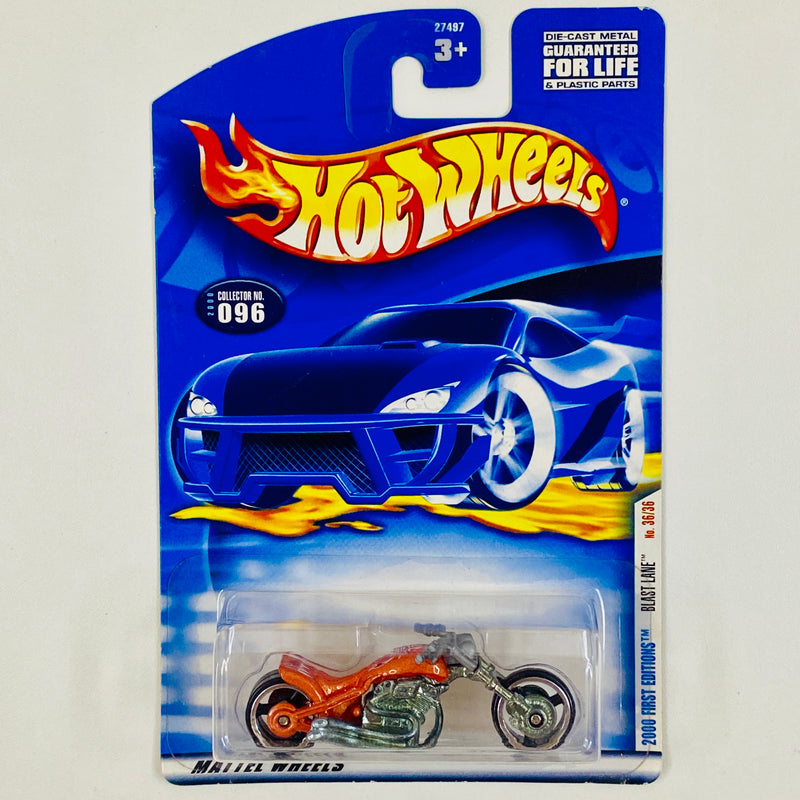 2000 Hot Wheels First Editions Blast Lane 096 naranja metálico MC3 base ZAMAC Primera Edición