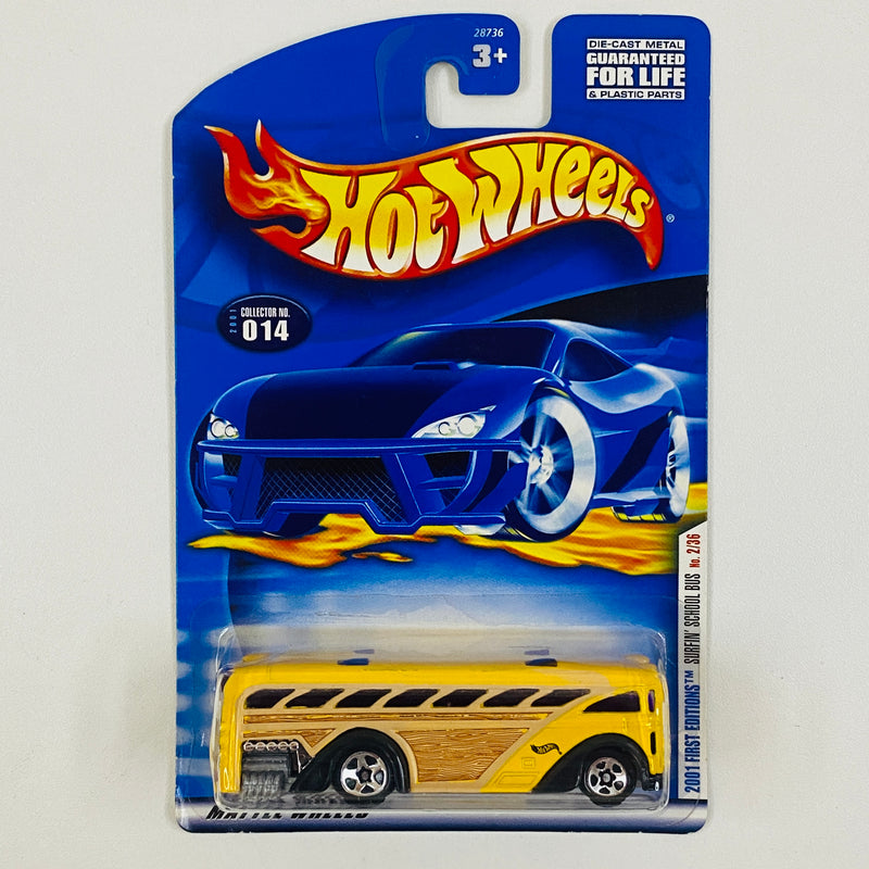 2001 Hot Wheels First Editions Surfin School Bus 014 amarillo 5SP Primera Edición