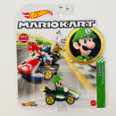 2021 Hot Wheels Mario Kart Luigi Standard Kart blanco con verde MK Base Metal