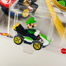 2021 Hot Wheels Mario Kart Luigi Standard Kart blanco con verde MK Base Metal