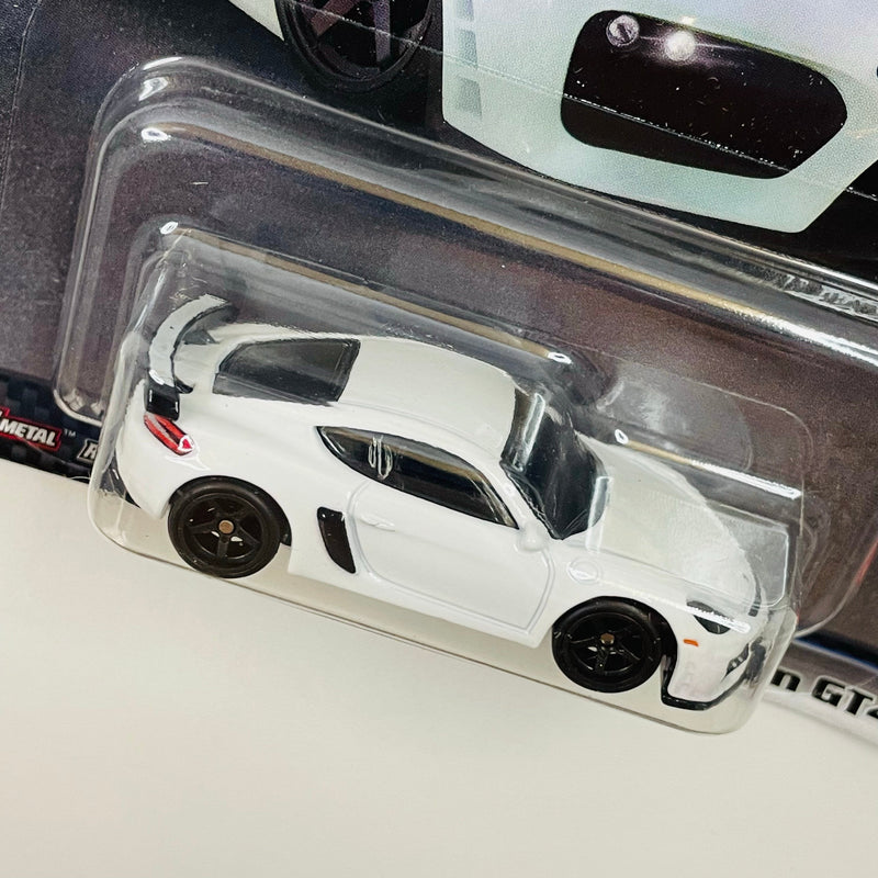 2023 Hot Wheels Premium Fast & Furious Rápidos y Furiosos Porsche 718 Cayman GT4 blanco Llantas de Goma RR