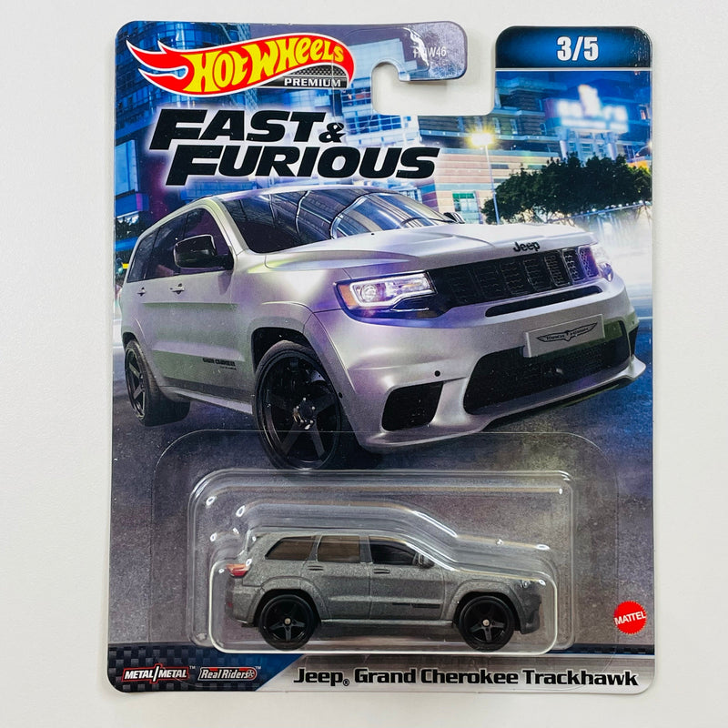 2023 Hot Wheels Premium Fast & Furious Rápidos y Furiosos Jeep Grand Cherokee Trackhawk gris Llantas de Goma RR