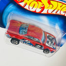 2003 Hot Wheels Vairy 8 Chevrolet Corvair rojo 5SP base ZAMAC