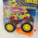 2025 Hot Wheels Monster Trucks HWMT Back to Basics Wreckreational amarillo multicolor MT con Auto Aplastable