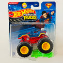 2025 Hot Wheels Monster Trucks Superman azul metálico MT Primera Edición con Auto Aplastable