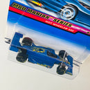 2000 Hot Wheels Mad Maniax Series Hot Wheels 500 azul Goodyear 7SP base ZAMAC