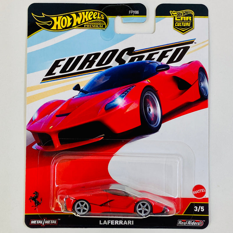 2025 Hot Wheels Car Culture Eurospeed Ferrari LaFerrari rojo Llantas de Goma RR