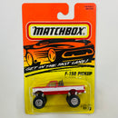 1995 Matchbox Ford F-150 Pickup 65 rojo con blanco Primera Edición