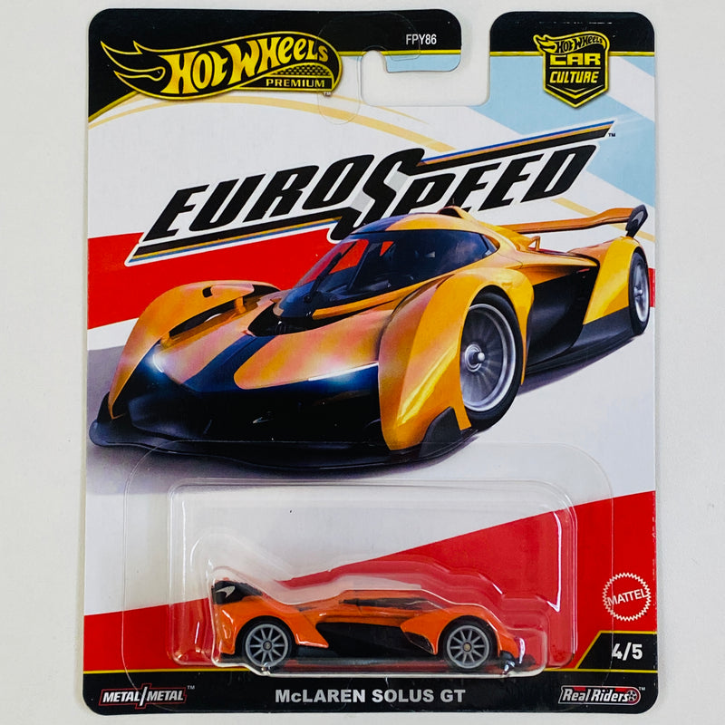 2025 Hot Wheels Car Culture Eurospeed McLaren Solus GT naranja Llantas de Goma RR