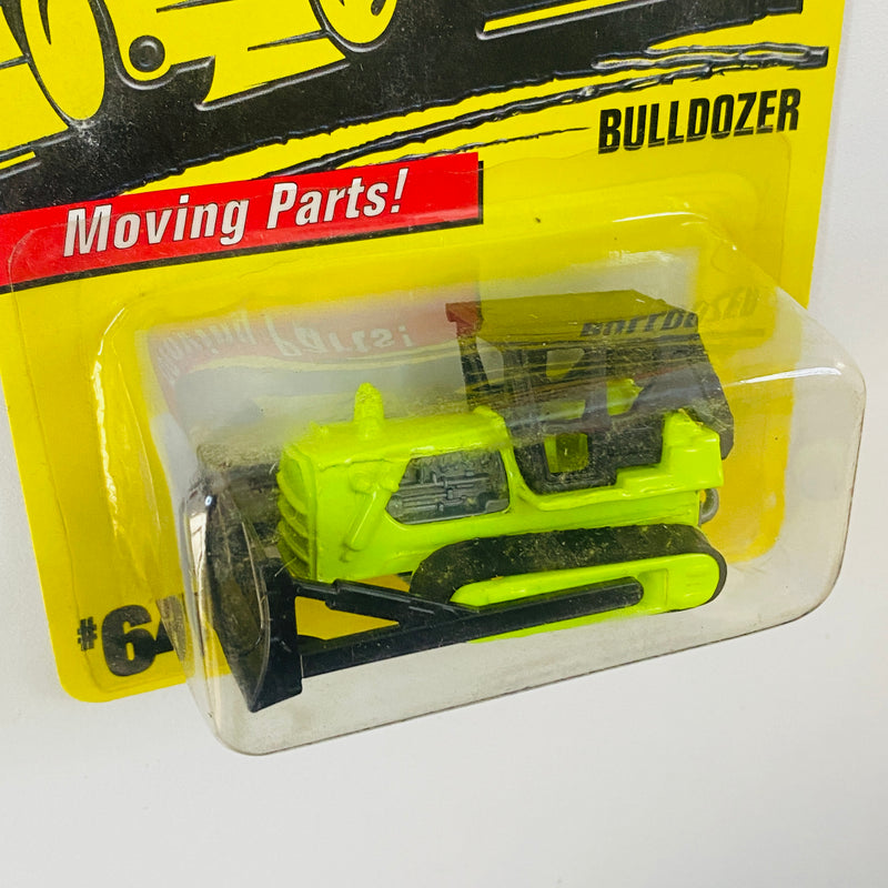 1997 Matchbox Moving Parts Caterpillar D9 Tractor Bulldozer 64 amarillo fluorescente con negro