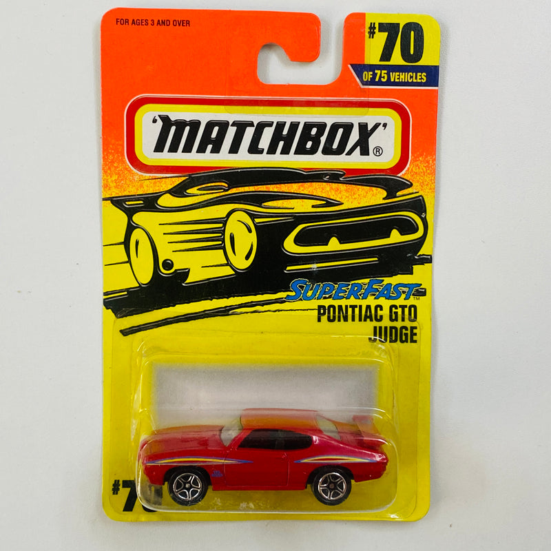 1996 Matchbox Super Fast New Model Pontiac GTO Judge 70 rojo Primera Edición