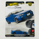 2025 Hot Wheels Premium Car Culture Timeless Icons Nissan Skyline GT-R V-Spec II BNR34 azul Llantas de Goma RR Primera Edición