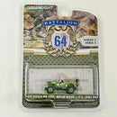 2022 Greenlight Battalion 64 Theodore Roosevelt Jr 1942 Willys MB Jeep Rough Rider US Army WWII Segunda Guerra Mundial verde Llantas de Goma