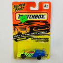 1994 Matchbox Super Fast Lamborghini Countach 67 azul con amarillo fluorescente