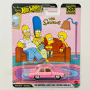 2026 Hot Wheels Premium Pop Culture The Simpsons Family Car rosado Llantas de Goma RR base ZAMAC