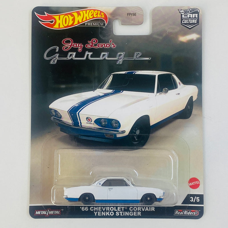 2022 Hot Wheels Premium Car Culture Jay Leno's Garage 66 Chevrolet Corvair Yenko Stinger blanco Llantas de Goma RR Primera Edición