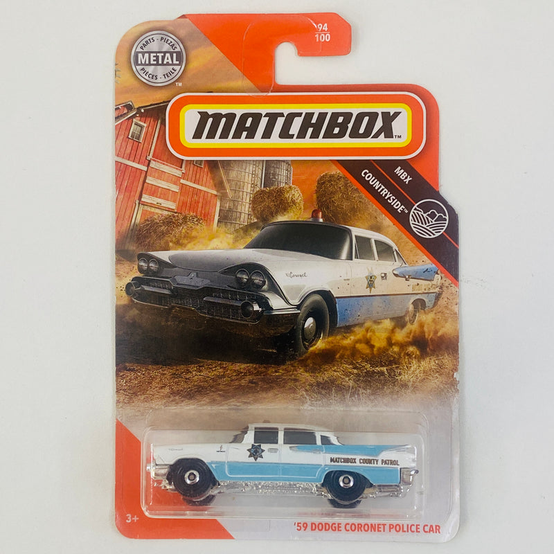 2020 Matchbox MBX Countryside 59 Dodge Coronet Police Car blanco