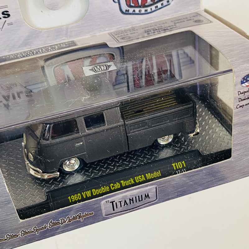 2017 M2 Machines Titanium Limited Edition 1/5,880 Volkswagen 1960 VW Double Cab Truck USA Model TI01 gris Llantas de Goma